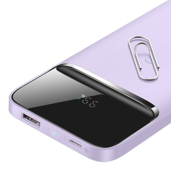 Külső akkumulátor, 10000 mAh, 20W, Telefonhoz és TabletPC-hez, USB aljzat, USB Type-C aljzat, LED kijelző, Magsafe kompatibilis töltővel, gyorstöltés, Baseus Magnetic, PPCX010105, lila