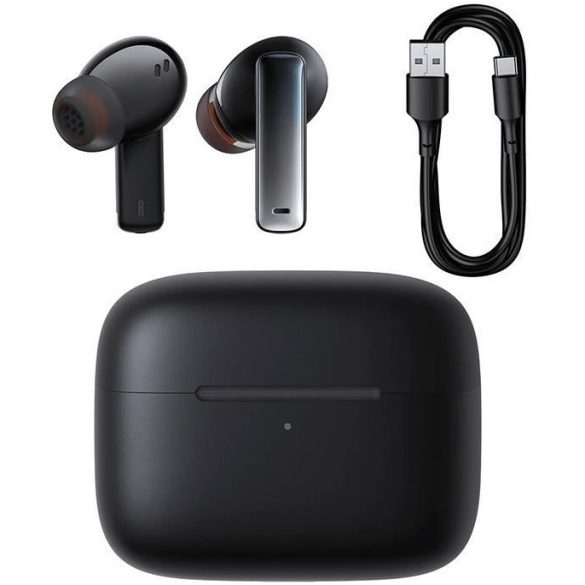 Bluetooth sztereó fülhallgató, v5.2, TWS, töltőtok, zajszűrővel, érintés vezérlés, Baseus Bowie M2, fekete