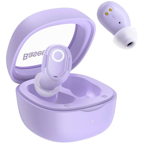 Bluetooth sztereó fülhallgató, v5.3, TWS, töltőtok, Baseus Bowie WM02, lila