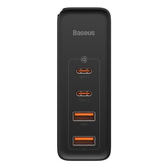 Hálózati töltő adapter, 100W, 2 x USB aljzat, 2 x USB Type-C aljzat, gyorstöltés, PD, GaN2, Baseus GaN2 Pro, fekete