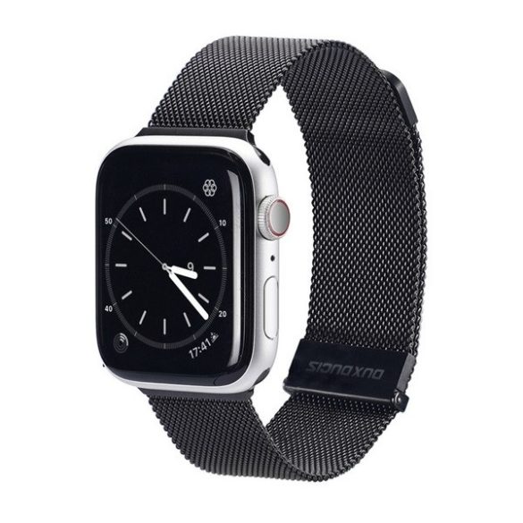 Apple Watch 1-6, SE, SE (2022) (38 / 40 mm) / Watch 7-8 (41 mm), fém pótszíj, mágneses zár, milánói stílus, Dux Ducis Milanese, fekete