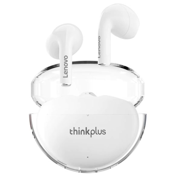 Bluetooth sztereó fülhallgató, v5.3, TWS, töltőtok, érintés vezérlés, zajszűrővel, Lenovo ThinkPlus LP80 Pro, fehér, gyári