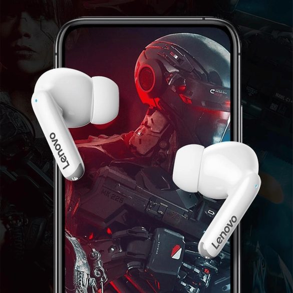 Bluetooth sztereó fülhallgató, v5.3, TWS, töltőtok, érintés vezérlés, zajszűrővel, vízálló, játékosoknak ajánlott, Lenovo ThinkPlus XT88, fehér, gyári
