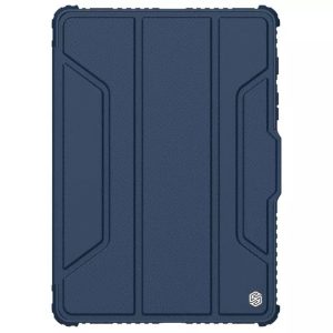 Samsung Galaxy Tab S7 Plus 12.4 / Tab S7 FE 12.4 / Tab S8 Plus 12.4, mappa tok, közepesen ütésálló, S Pen tartóval, kamera védelem, Smart Case, Nillkin Bumper Pro, sötétkék