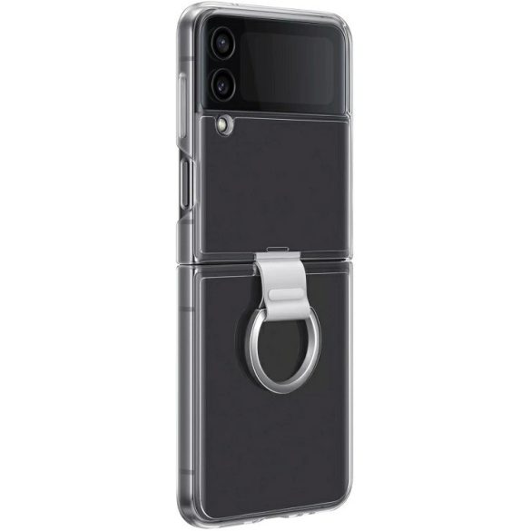 Samsung Galaxy Z Flip4 SM-F721B, Műanyag hátlap védőtok, telefongyűrű, átlátszó, gyári