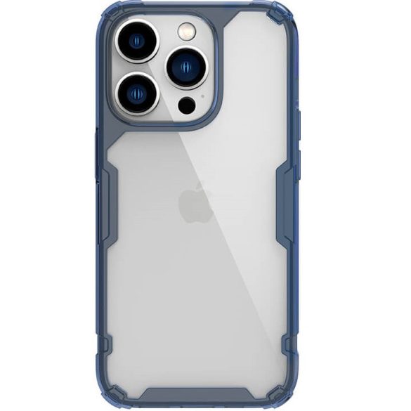 Apple iPhone 14 Pro Max, Szilikon tok, műanyag hátlap, ultravékony, Nillkin Nature Pro, kék
