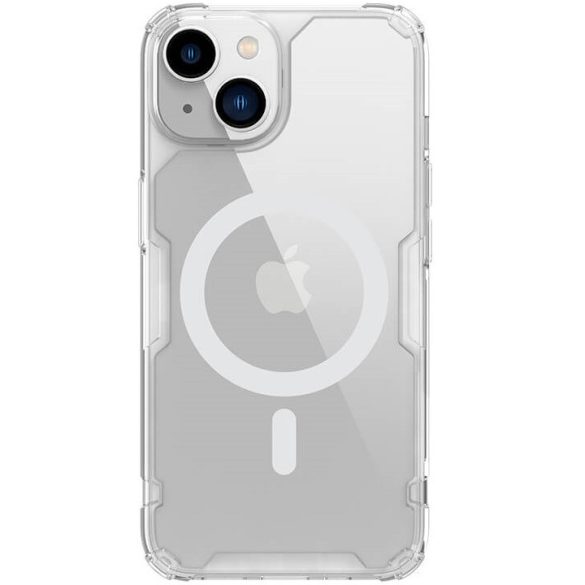 Apple iPhone 14, Szilikon tok, műanyag hátlap, ultravékony, Magsafe töltővel kompatibilis, Nillkin Nature Pro Magnetic, átlátszó