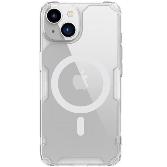Apple iPhone 14 Plus, Szilikon tok, műanyag hátlap, ultravékony, Magsafe töltővel kompatibilis, Nillkin Nature Pro Magnetic, átlátszó