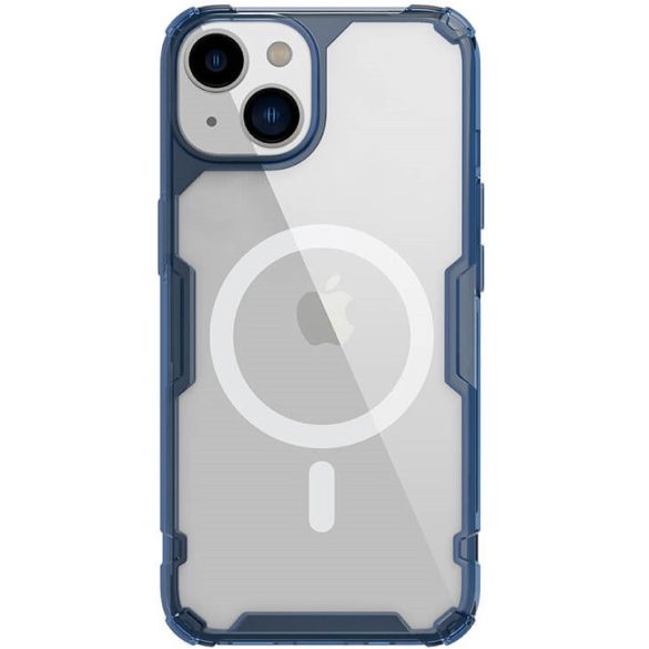 Apple iPhone 14 Plus, Szilikon tok, műanyag hátlap, ultravékony, Magsafe töltővel kompatibilis, Nillkin Nature Pro Magnetic, kék