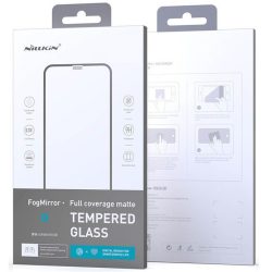   Apple iPhone 14 Pro Max, Kijelzővédő fólia, ütésálló fólia (az íves részre is!), Tempered Glass (edzett üveg), Full Glue, Matt, Nillkin, Fog Mirror, fekete