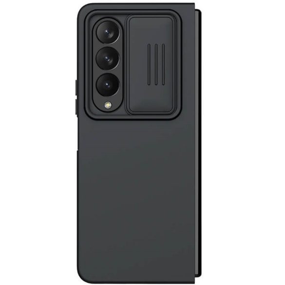 Samsung Galaxy Z Fold4 5G SM-F936B, Szilikon tok, közepesen ütésálló, kamera védelem, Nillkin CamShield Silky, fekete
