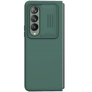 Samsung Galaxy Z Fold4 5G SM-F936B, Szilikon tok, közepesen ütésálló, kamera védelem, Nillkin CamShield Silky, zöld
