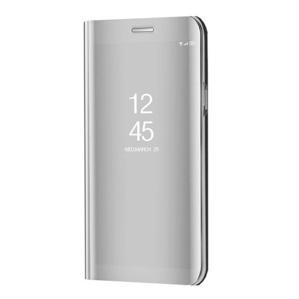 Realme 7, Oldalra nyíló tok, hívás mutatóval, Smart View Cover, ezüst (utángyártott)
