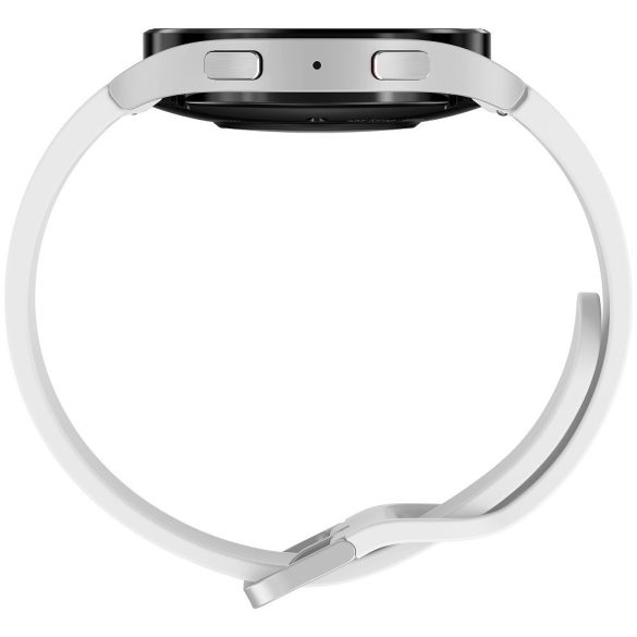 Bluetooth okosóra, szilikon szíj, alumínium keret, v5.2, aktivitás és egészség mérő, vízálló, hangszóró, Samsung Galaxy Watch 5 (40mm) SM-R900, ezüst, gyári