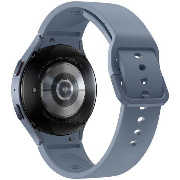 Bluetooth okosóra, szilikon szíj, alumínium keret, v5.2, aktivitás és egészség mérő, vízálló, hangszóró, Samsung Galaxy Watch 5 (44mm) SM-R910, kék, gyári