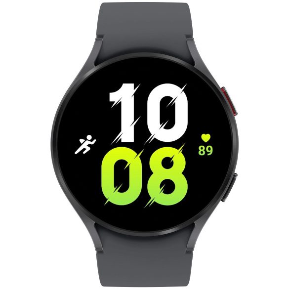 Bluetooth okosóra, szilikon szíj, alumínium keret, v5.2, eSim, aktivitás és egészség mérő, vízálló, hangszóró, Samsung Galaxy Watch 5 (44mm) SM-R915 (LTE), szürke, gyári