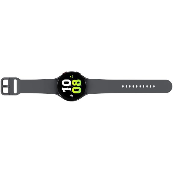 Bluetooth okosóra, szilikon szíj, alumínium keret, v5.2, eSim, aktivitás és egészség mérő, vízálló, hangszóró, Samsung Galaxy Watch 5 (44mm) SM-R915 (LTE), szürke, gyári