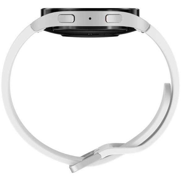 Bluetooth okosóra, szilikon szíj, alumínium keret, v5.2, eSim, aktivitás és egészség mérő, vízálló, hangszóró, Samsung Galaxy Watch 5 (44mm) SM-R915 (LTE), ezüst, gyári