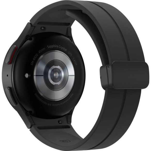 Bluetooth okosóra, szilikon szíj, titánium keret, v5.2, aktivitás és egészség mérő, vízálló, hangszóró, Samsung Galaxy Watch 5 Pro (45mm) SM-R920, fekete, gyári