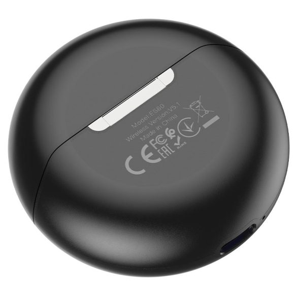 Bluetooth sztereó fülhallgató, v5.1, TWS, töltőtok, Hoco ES60 Conqueror, fekete