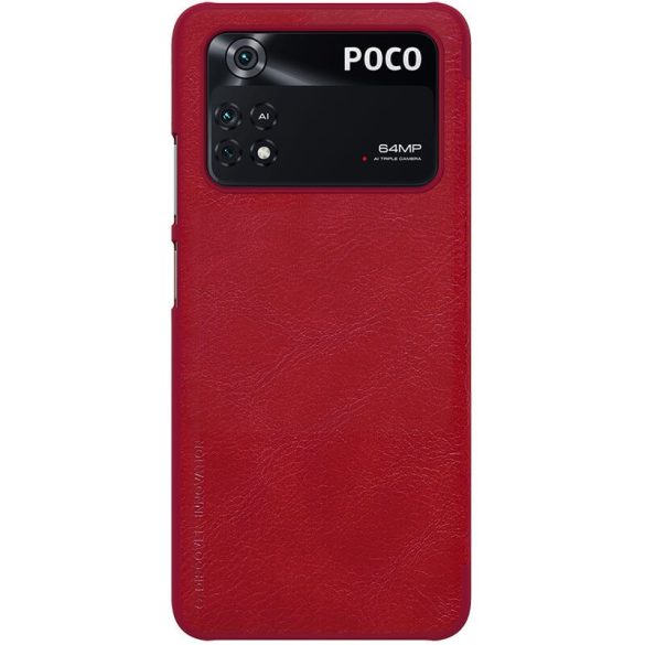 Xiaomi Poco M4 Pro 4G, Oldalra nyíló tok, Nillkin Qin, piros