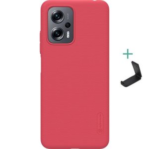 Xiaomi Redmi Note 11T Pro / Note 11T Pro Plus / Poco X4 GT, Műanyag hátlap védőtok, stand, Nillkin Super Frosted, piros