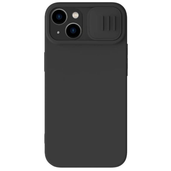 Apple iPhone 14 Plus, Szilikon tok, közepesen ütésálló, kamera védelem, Magsafe töltővel kompatibilis, Nillkin CamShield Silky Magnetic, fekete