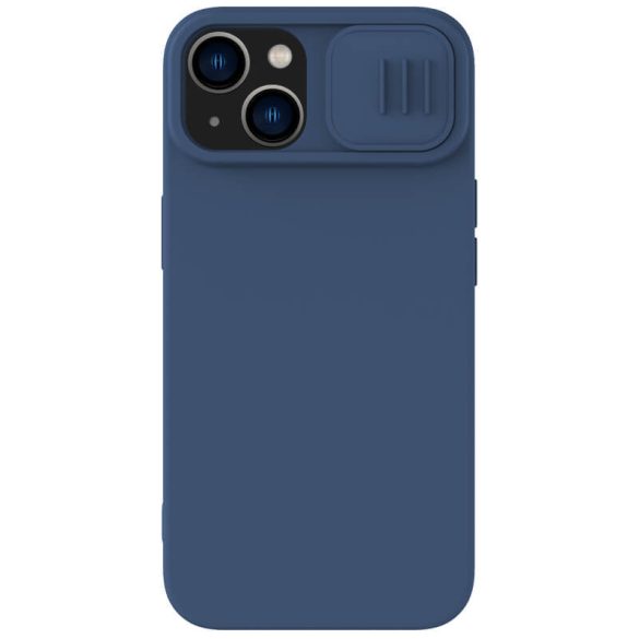 Apple iPhone 14, Szilikon tok, közepesen ütésálló, kamera védelem, Magsafe töltővel kompatibilis, Nillkin CamShield Silky Magnetic, kék