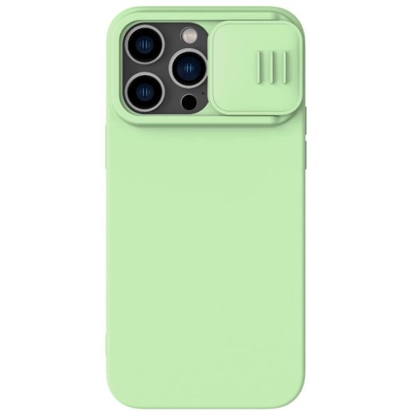 Apple iPhone 14 Pro, Szilikon tok, közepesen ütésálló, kamera védelem, Magsafe töltővel kompatibilis, Nillkin CamShield Silky Magnetic, zöld
