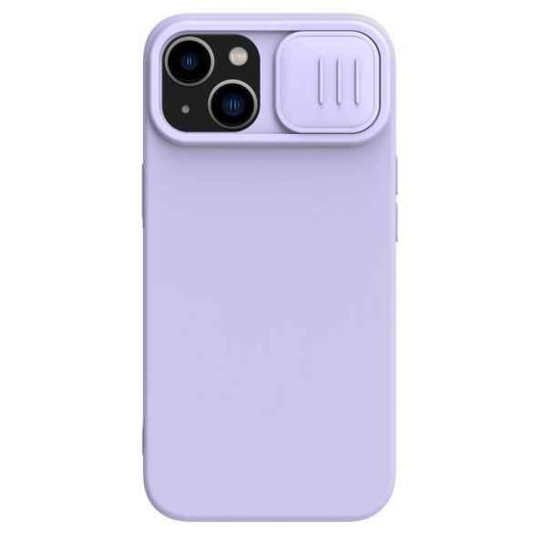 Apple iPhone 14 Plus, Szilikon tok, közepesen ütésálló, kamera védelem, Nillkin CamShield Silky, lila