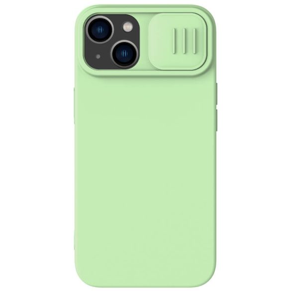 Apple iPhone 14 Plus, Szilikon tok, közepesen ütésálló, kamera védelem, Nillkin CamShield Silky, zöld