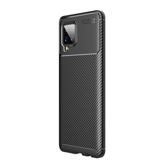 Samsung Galaxy A42 5G / M42 5G SM-A426B / M426B, Szilikon tok, közepesen ütésálló, légpárnás sarok, karbon minta, fekete