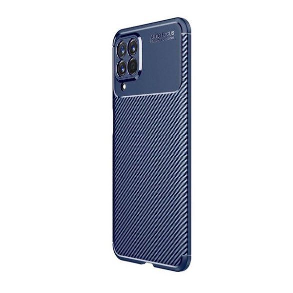 Samsung Galaxy M53 5G SM-M536B, Szilikon tok, közepesen ütésálló, légpárnás sarok, karbon minta, sötétkék