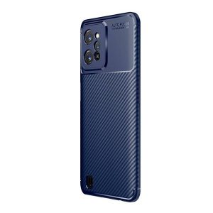 Realme C31, Szilikon tok, közepesen ütésálló, légpárnás sarok, karbon minta, sötétkék