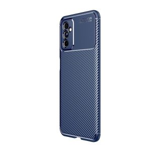 Samsung Galaxy M52 5G SM-M526B, Szilikon tok, közepesen ütésálló, légpárnás sarok, karbon minta, sötétkék