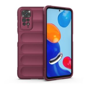 Xiaomi Redmi Note 11 / Note 11S, Szilikon tok, közepesen ütésálló, 3D minta, bordó