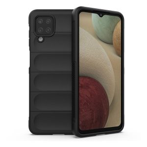 Samsung Galaxy A12 / A12 Nacho / M12 SM-A125F / A127F / M127F, Szilikon tok, közepesen ütésálló, 3D minta, fekete