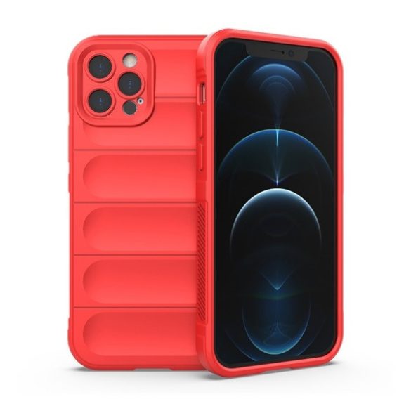 Apple iPhone 12 Pro, Szilikon tok, közepesen ütésálló, 3D minta, piros