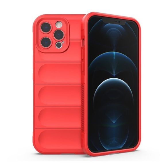 Apple iPhone 12 Pro Max, Szilikon tok, közepesen ütésálló, 3D minta, piros