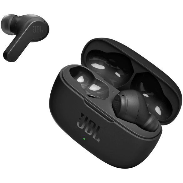 Bluetooth sztereó fülhallgató, v5.0, TWS, töltőtok, érintés vezérlés, JBL Vibe 200, fekete