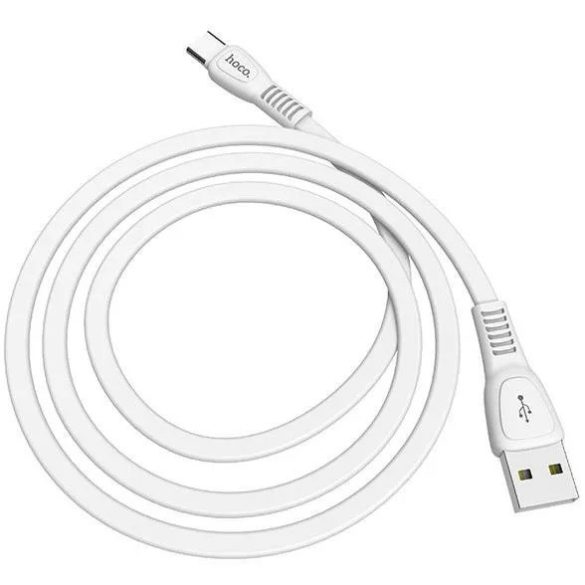 USB töltő- és adatkábel, USB Type-C, 100 cm, 2400 mA, törésgátlóval, lapos, Hoco X40 Noah, fehér