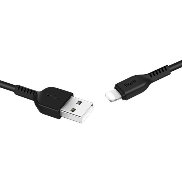 USB töltő- és adatkábel, Lightning, 100 cm, 2400 mA, törésgátlóval, Hoco X13 Easy, fekete