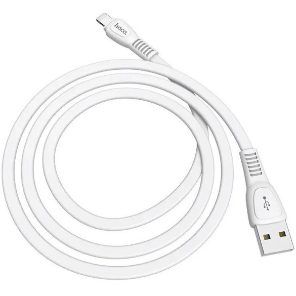 USB töltő- és adatkábel, Lightning, 100 cm, 2400 mA, törésgátlóval, lapos, Hoco X40 Noah, fehér