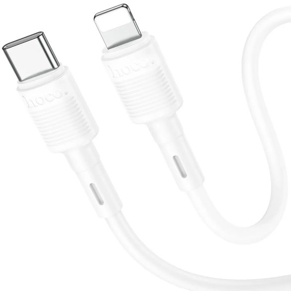 USB Type-C töltő- és adatkábel, Lightning, 100cm, 20W, gyorstöltés, PD, Hoco X83 Victory, fehér