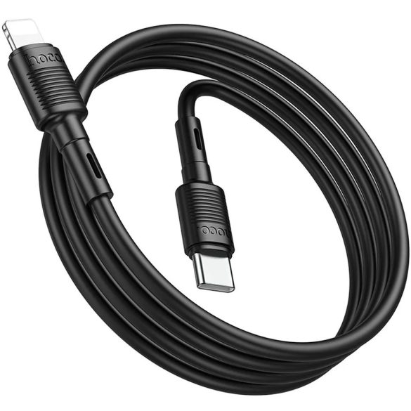 USB Type-C töltő- és adatkábel, Lightning, 100cm, 20W, gyorstöltés, PD, Hoco X83 Victory, fekete