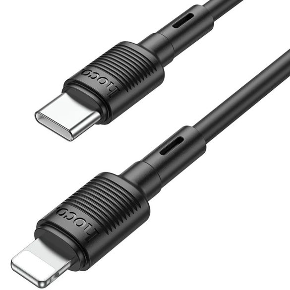 USB Type-C töltő- és adatkábel, Lightning, 100cm, 20W, gyorstöltés, PD, Hoco X83 Victory, fekete