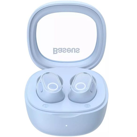 Bluetooth sztereó fülhallgató, v5.3, TWS, töltőtok, Baseus Bowie WM02, világoskék