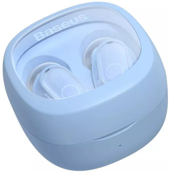 Bluetooth sztereó fülhallgató, v5.3, TWS, töltőtok, Baseus Bowie WM02, világoskék