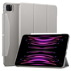 Apple iPad Pro 12.9 (2021) / iPad Pro 12.9 (2022), mappa tok, Smart Case, Apple Pencil tartóval, mágneses csattal, ESR Ascend, szürke