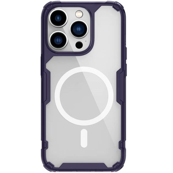Apple iPhone 14 Pro Max, Szilikon tok, műanyag hátlap, ultravékony, Magsafe töltővel kompatibilis, Nillkin Nature Pro Magnetic, lila